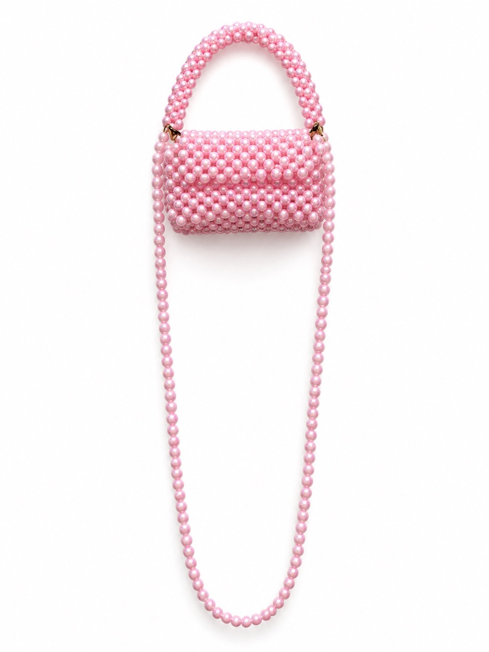 Pink Iridescent Pearl Beaded Mini Bag | Y2K Shoulder Crossbody Purse